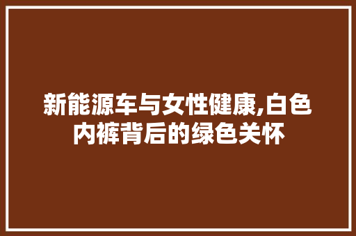 新能源车与女性健康,白色内裤背后的绿色关怀  第1张