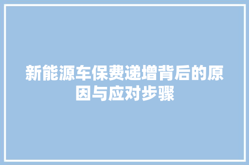 新能源车保费递增背后的原因与应对步骤  第1张