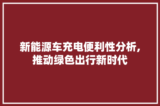 新能源车充电便利性分析,推动绿色出行新时代  第1张