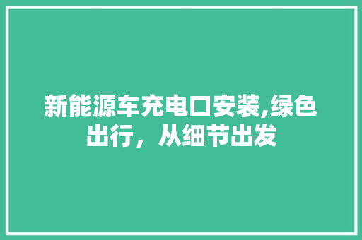 新能源车充电口安装,绿色出行，从细节出发  第1张
