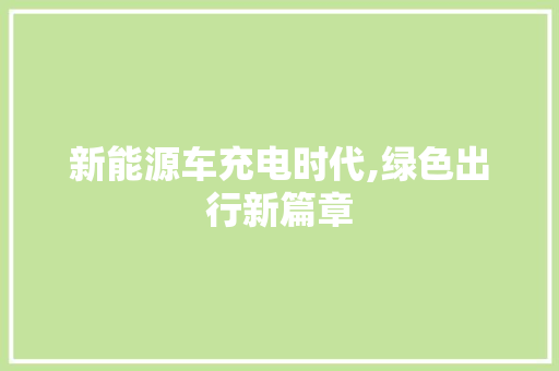 新能源车充电时代,绿色出行新篇章  第1张