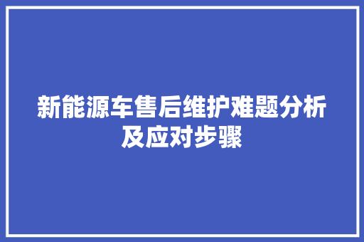 新能源车售后维护难题分析及应对步骤  第1张