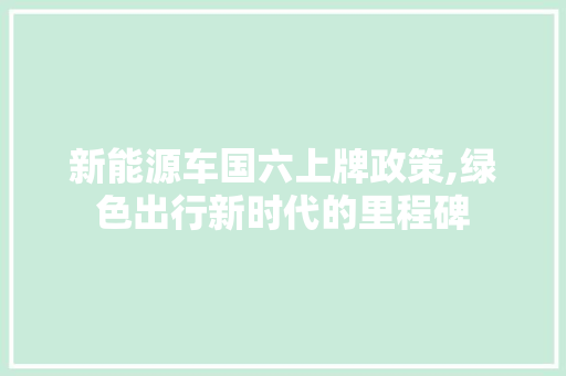 新能源车国六上牌政策,绿色出行新时代的里程碑  第1张