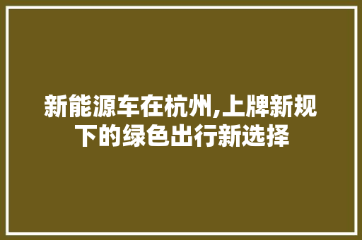 新能源车在杭州,上牌新规下的绿色出行新选择  第1张