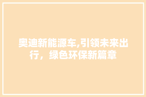 奥迪新能源车,引领未来出行，绿色环保新篇章  第1张