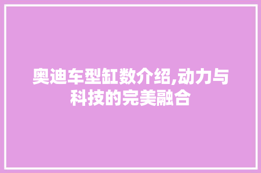 奥迪车型缸数介绍,动力与科技的完美融合  第1张