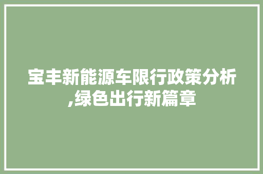 宝丰新能源车限行政策分析,绿色出行新篇章  第1张