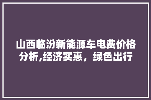 山西临汾新能源车电费价格分析,经济实惠，绿色出行新选择  第1张