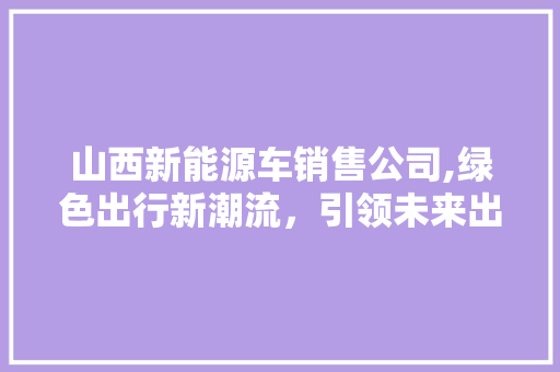 山西新能源车销售公司,绿色出行新潮流，引领未来出行革命  第1张