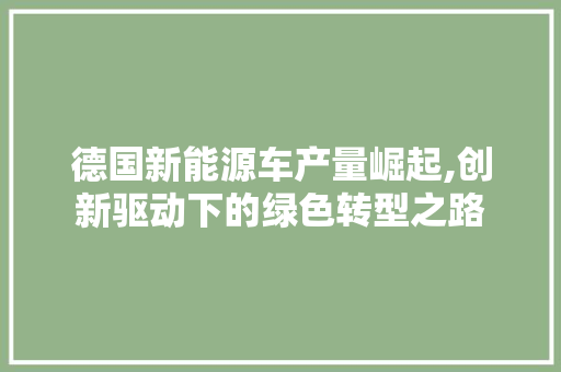 德国新能源车产量崛起,创新驱动下的绿色转型之路  第1张