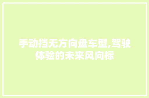 手动挡无方向盘车型,驾驶体验的未来风向标