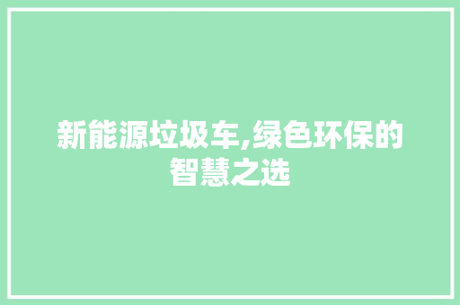 新能源垃圾车,绿色环保的智慧之选  第1张