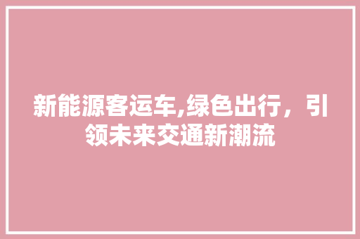 新能源客运车,绿色出行，引领未来交通新潮流