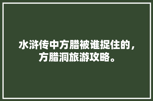 水浒传中方腊被谁捉住的，方腊洞旅游攻略。  第1张