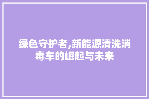 绿色守护者,新能源清洗消毒车的崛起与未来