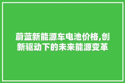 蔚蓝新能源车电池价格,创新驱动下的未来能源变革  第1张