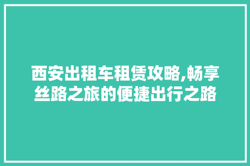 西安出租车租赁攻略,畅享丝路之旅的便捷出行之路  第1张
