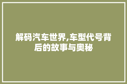 解码汽车世界,车型代号背后的故事与奥秘  第1张