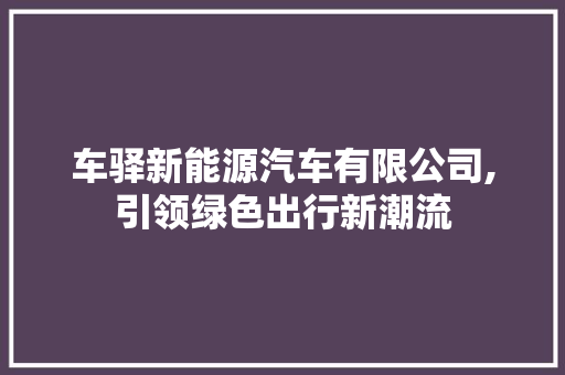 车驿新能源汽车有限公司,引领绿色出行新潮流  第1张