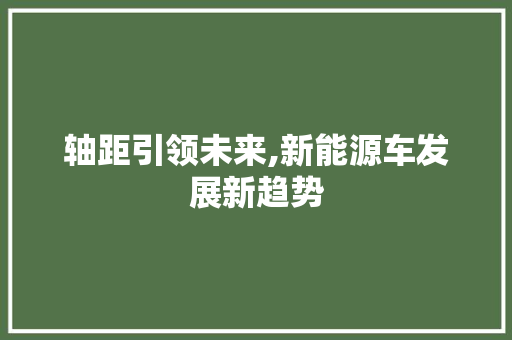 轴距引领未来,新能源车发展新趋势  第1张