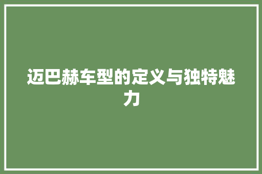 迈巴赫车型的定义与独特魅力  第1张