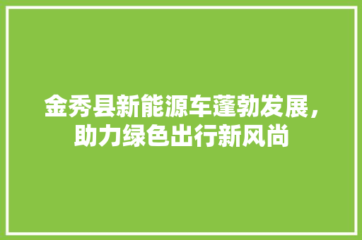 金秀县新能源车蓬勃发展，助力绿色出行新风尚