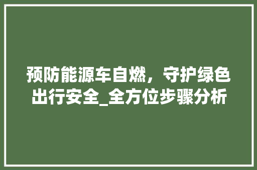 预防能源车自燃，守护绿色出行安全_全方位步骤分析  第1张