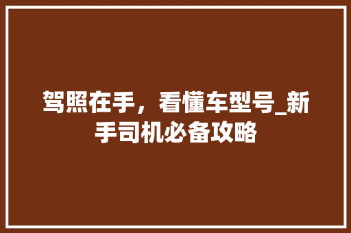 驾照在手，看懂车型号_新手司机必备攻略