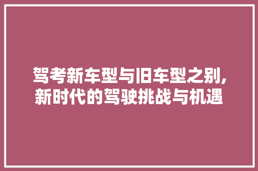 驾考新车型与旧车型之别,新时代的驾驶挑战与机遇  第1张