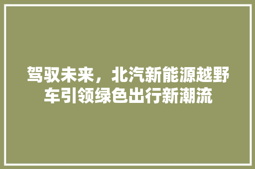驾驭未来，北汽新能源越野车引领绿色出行新潮流  第1张