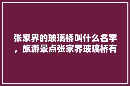 张家界的玻璃桥叫什么名字，旅游景点张家界玻璃桥有哪些。