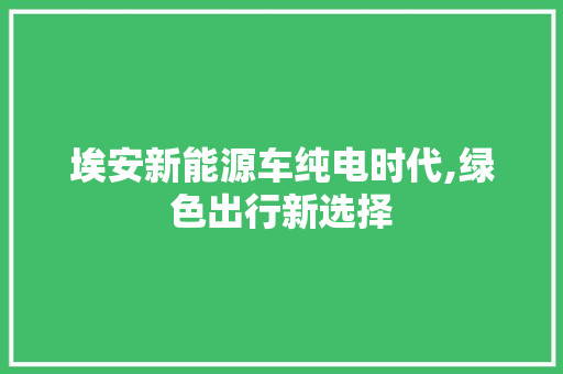 埃安新能源车纯电时代,绿色出行新选择
