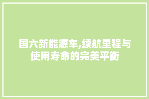 国六新能源车,续航里程与使用寿命的完美平衡  第1张