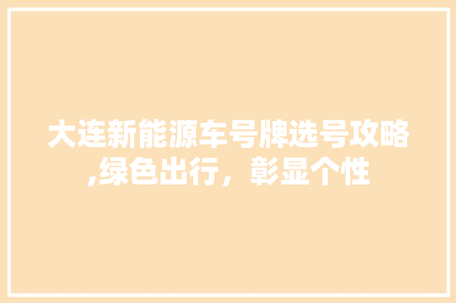 大连新能源车号牌选号攻略,绿色出行，彰显个性  第1张