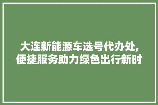大连新能源车选号代办处,便捷服务助力绿色出行新时代