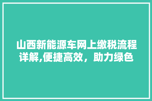 山西新能源车网上缴税流程详解,便捷高效，助力绿色出行