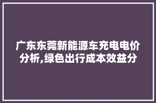 广东东莞新能源车充电电价分析,绿色出行成本效益分析
