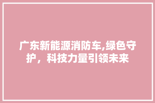 广东新能源消防车,绿色守护，科技力量引领未来  第1张