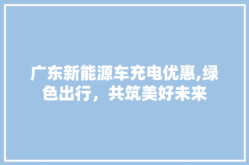 广东新能源车充电优惠,绿色出行，共筑美好未来  第1张