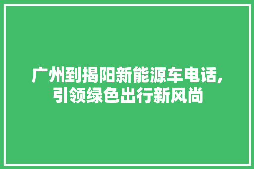 广州到揭阳新能源车电话,引领绿色出行新风尚  第1张