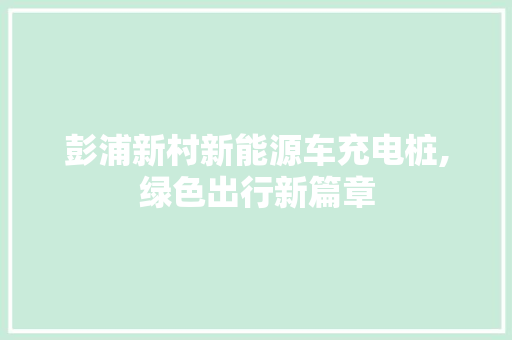 彭浦新村新能源车充电桩,绿色出行新篇章