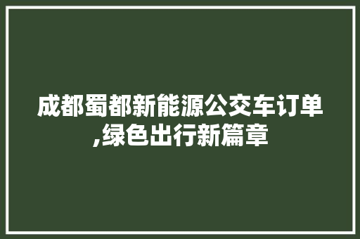 成都蜀都新能源公交车订单,绿色出行新篇章  第1张