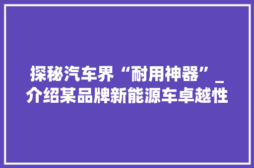 探秘汽车界“耐用神器”_介绍某品牌新能源车卓越性能背后的秘密  第1张