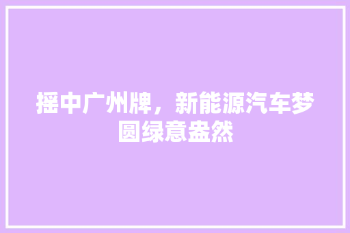 摇中广州牌，新能源汽车梦圆绿意盎然  第1张