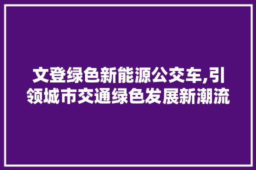 文登绿色新能源公交车,引领城市交通绿色发展新潮流  第1张