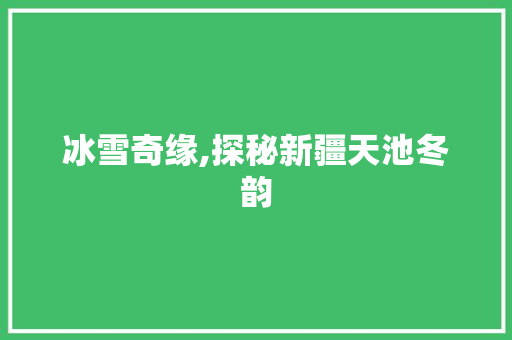 冰雪奇缘,探秘新疆天池冬韵