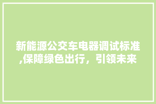 新能源公交车电器调试标准,保障绿色出行，引领未来交通  第1张