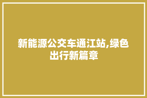 新能源公交车通江站,绿色出行新篇章
