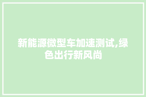 新能源微型车加速测试,绿色出行新风尚