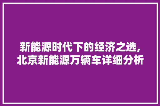新能源时代下的经济之选,北京新能源万辆车详细分析  第1张